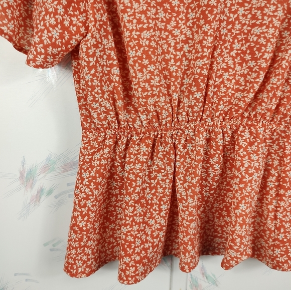 Monteau Orange Floral Print Blouse - Picture 10 of 10